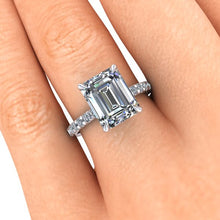 Emerald Cut Moissanite Engagement ring Forever One Moissanite