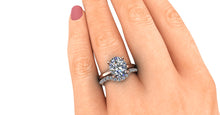 Oval Moissanite Engagement Ring Diamond Hidden Halo