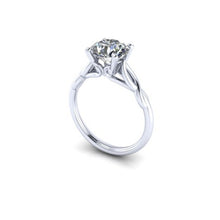 Sculptural Solitaire in 14k Recycled White Gold with a One Carat Lab Created Diamond Center