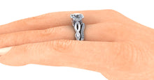 Sculptural Solitaire in 14k Recycled White Gold with a One Carat Lab Created Diamond Center