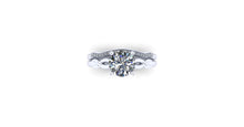 Sculptural Solitaire in 14k Recycled White Gold with a One Carat Lab Created Diamond Center
