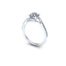 Contemporary Diamond Engagement Ring, Bypass Style in Platinum