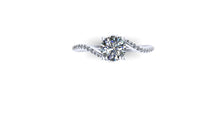Contemporary Diamond Engagement Ring, Bypass Style in Platinum