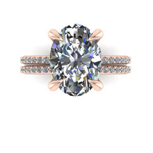 Moissanite Engagement Ring, 5 Carat Oval Moissanite, Recycled Rose Gold