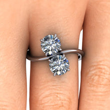 Moissanite Bypass Engagement Ring, 2.50 Carats Moissanite, Recycled White Gold