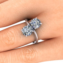 Moissanite Bypass Engagement Ring, 2.50 Carats Moissanite, Recycled White Gold