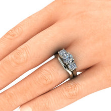 Moissanite Engagement Ring, 3 Stone Classic Setting, 18K White Gold