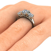 Moissanite Engagement Ring, 3 Stone Classic Setting, 18K White Gold