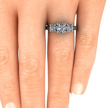 Moissanite Engagement Ring, 3 Stone Classic Setting, 18K White Gold
