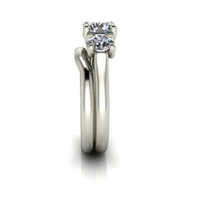 Moissanite Engagement Ring, 3 Stone Classic Setting, 18K White Gold