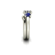 Blue Sapphire and Moissanite Engagement Ring