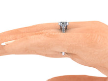 Elongated Oval Moissanite Engagement Ring Moissanite and Diamond Trilogy Ring