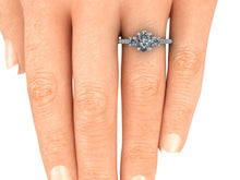 Elongated Oval Moissanite Engagement Ring Moissanite and Diamond Trilogy Ring