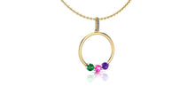 Circle Pendant with Birthstones, Gift for Mom, Recycled Gold