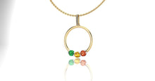 Circle Pendant with Birthstones, Gift for Mom, Recycled Gold