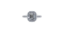 Contemporary Engagement Ring Emerald Cut Forever One Moissanite and Diamonds