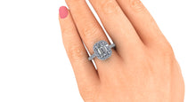 Contemporary Engagement Ring Emerald Cut Forever One Moissanite and Diamonds