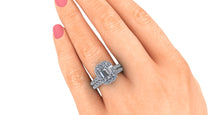 Contemporary Engagement Ring Emerald Cut Forever One Moissanite and Diamonds