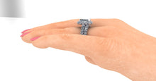 Contemporary Engagement Ring Emerald Cut Forever One Moissanite and Diamonds