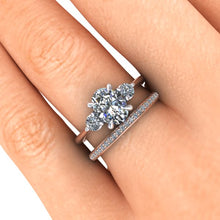 Trilogy Engagement Ring Two Tone Engagement Ring Platinum and Rose Gold