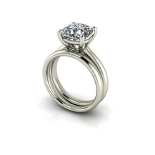 Solitaire Engagement Ring, 2.98 Carat Cushion Cut Forever One Moissanite