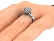 Solitaire Emerald Cut Moissanite Engagement Ring, Recycled White Gold