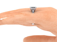 Solitaire Emerald Cut Moissanite Engagement Ring, Recycled White Gold