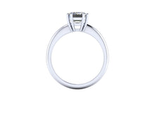 Solitaire Emerald Cut Moissanite Engagement Ring, Recycled White Gold