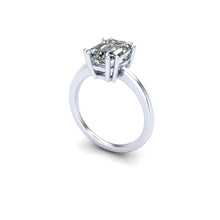 Solitaire Emerald Cut Moissanite Engagement Ring, Recycled White Gold