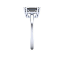 Solitaire Emerald Cut Moissanite Engagement Ring, Recycled White Gold