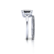 Solitaire Emerald Cut Moissanite Engagement Ring, Recycled White Gold