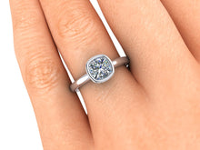 Bezel Set Cushion Cut Forever One Moissanite Engagement Ring