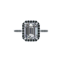 Black Diamond Engagement Ring, Emerald Cut Moissanite