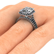 Black Diamond Engagement Ring, Emerald Cut Moissanite