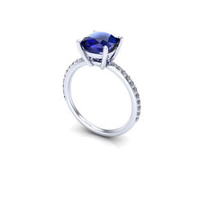 Blue Sapphire and Diamonds Engagement Ring