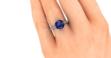 Blue Sapphire and Diamonds Engagement Ring