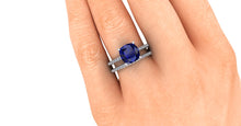 Blue Sapphire and Diamonds Engagement Ring