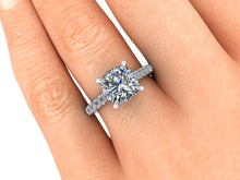 Cushion Cut Forever One Moissanite Engagement Ring with Diamonds