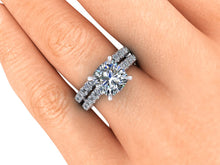 Cushion Cut Forever One Moissanite Engagement Ring with Diamonds