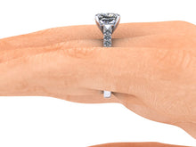 Cushion Cut Forever One Moissanite Engagement Ring with Diamonds
