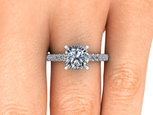 Cushion Cut Forever One Moissanite Engagement Ring with Diamonds