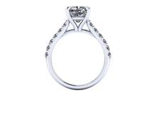 Cushion Cut Forever One Moissanite Engagement Ring with Diamonds