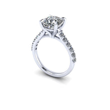 Cushion Cut Forever One Moissanite Engagement Ring with Diamonds
