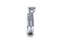 Cushion Cut Forever One Moissanite Engagement Ring with Diamonds