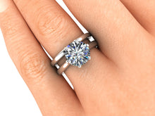 European Cut Moissanite Engagement Ring, 2.70 Carats, Princess Setting, Recycled White Gold