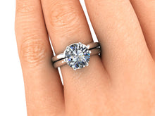European Cut Moissanite Engagement Ring, 2.70 Carats, Princess Setting, Recycled White Gold