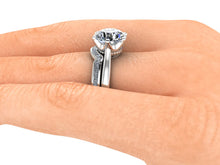 European Cut Moissanite Engagement Ring, 2.70 Carats, Princess Setting, Recycled White Gold