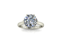 European Cut Moissanite Engagement Ring, 2.70 Carats, Princess Setting, Recycled White Gold