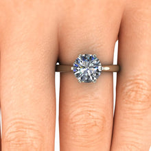 European Cut Moissanite Engagement Ring, 2.70 Carats, Princess Setting, Recycled White Gold