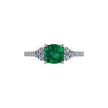 Emerald and Diamonds Engagement Ring Cushion Cut Chatham Emerald